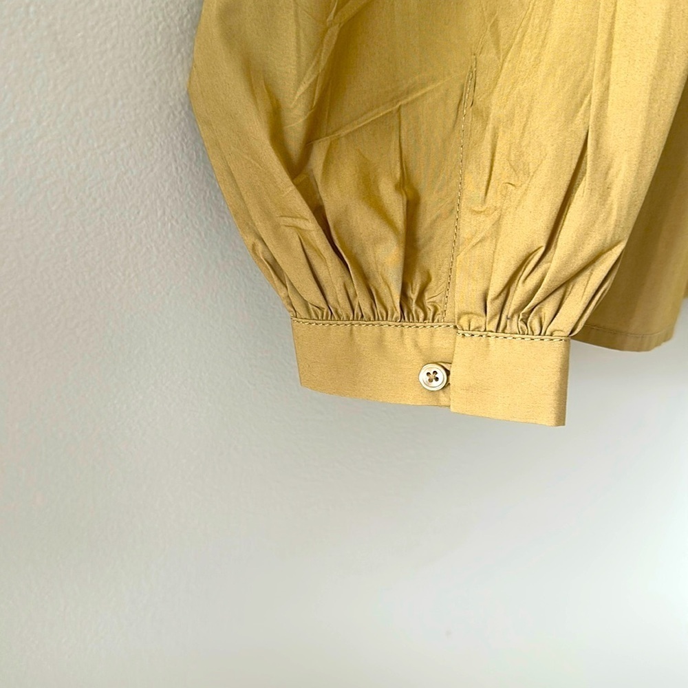 J. Crew Womens NWT Shirred Popover Cotton Poplin Top Honey Brown Size XS Preppy - Picture 7 of 10